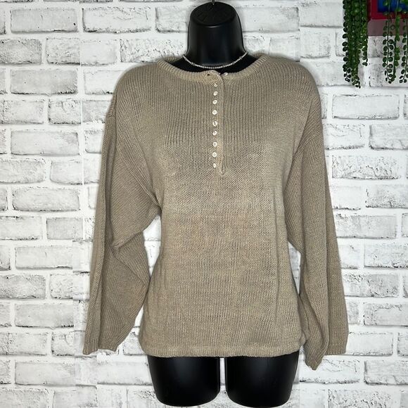 Fabrizio Henley Knit Sweater Ramie Size Small Vintage 90’s - Picture 1 of 5